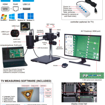 INSIZE Autofocus Digital Microscope 5312-AF107 High-Definition (Zoom 28X; 3264x2448) 1/2.8" Inch CMOS, RJ45 port, USB 3.0, HDMI - Image 3