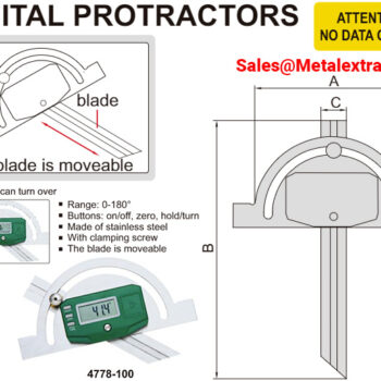 Alternative view of INSIZE Digital Protractor 4778 (0-180°) Range; 100mm -150mm- 200mm