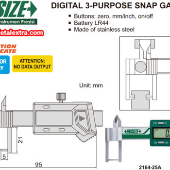 INSIZE Digital Snap Caliper 2164-25A (3-Purpose, Accuracy: ±3μm) Range: ≤Ø25mm/1 Inch - Image 8