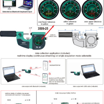 Alternative view of INSIZE Digital Snap Gauge 3509 Series (IP54, Resolution: 0.0001mm/0.000005") Accuracy: ±1μm, Range; ≤⌀25mm - ≤⌀50mm