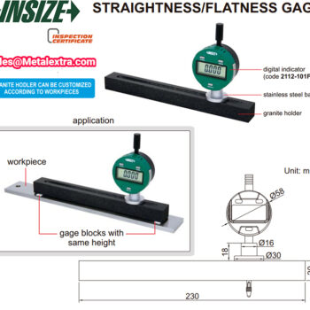 INSIZE Digital Straightness Flatness Gauge 2144-200, Granite edge (Resolution 0.001mm) Range; 200mm - Image 2