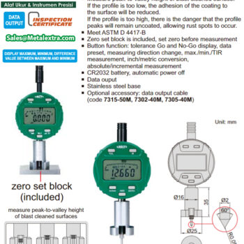 Alternative view of INSIZE Digital Surface Profile Gage 2844-10 (ASTM D4417-B, Res 0.001mm) Accuracy ±0.005mm, Range; ≤ 12.7mm / 0.5 Inch