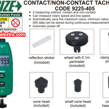 Alternative view of INSIZE Digital Tachometer 9225-405 (Laser Class 3R) Range; Non-Contact 2.5 - 99999Rpm, Contact; 0.5 - 19999Rpm