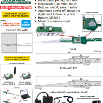 INSIZE Digital Taper Gauge 1160 (Flat Leaf model) Range; ⌀0.20mm - ⌀10mm - Image 3