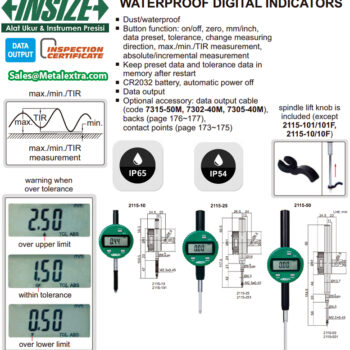 INSIZE Digital Test Indicator 2115 Waterproof IP 65 (TIR, Resolution 0.001mm) Range; 12.7mm - 50.8mm - Image 7