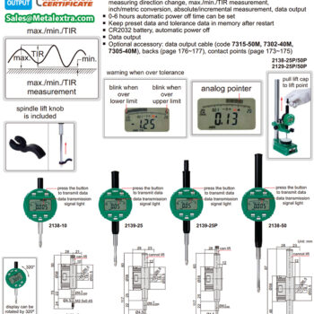 INSIZE Digital Test Indicator 2138 with Transmission button + signal light (TIR, Resolution 0.001mm) Range; 12.7mm - 50.8mm - Image 2