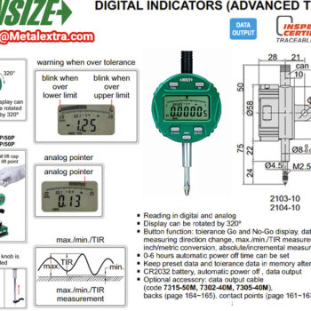 INSIZE Digital Test Indicator 2103, Advance type (Resolution 0.001mm) Range; 12.7mm - 50.8mm - Image 3