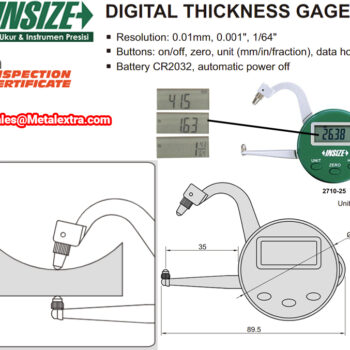 INSIZE Digital Thickness Gauge 2710, Resolution 0.01mm, ⌀25.4mm / 1 Inch - Image 3