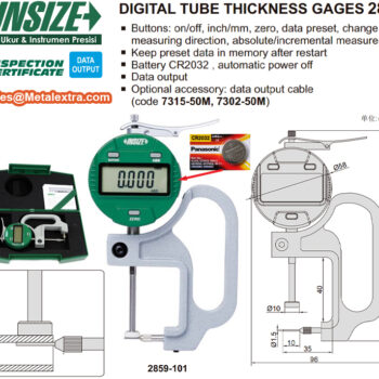 INSIZE Digital Tube Thickness Gauge 2859 (Cable output, Graduation; 0,01mm) Range; ≤⌀10mm - Image 2