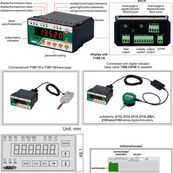 INSIZE Display Unit 7106-1A (RS232 port, Alarm) Resolution; 6-Digits, For linear gauge 1 channel - Image 3