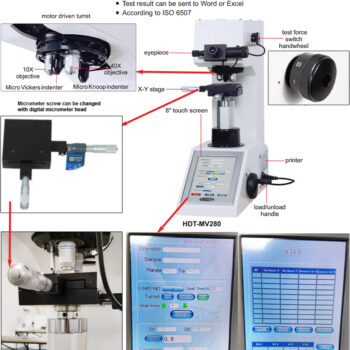INSIZE Dual Identer Micro-Vickers Knoop Hardness Tester HDT-MV280 Series Thermal Print (Manual/Motor Driven, ISO 6507) Magnification; 400x, Range; 0.098N(10gf) - 9.8N (1kgf) - Image 5