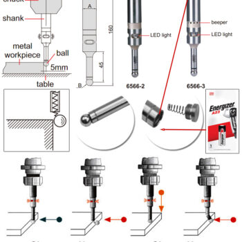 Alternative view of INSIZE Electronic Edge Finder 6566 (LED + Alarm Indicator, Contact Ball Ø10mm), Shank Ø20mm, Accuracy: 5µm