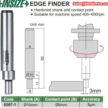 Alternative view of INSIZE Edge Finder 6567-1, Shank Ø10mm, probe:  Ø6mm, Accuracy: 8µm