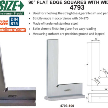 Alternative view of INSIZE Flat Edge Square 90° with wide base 4793 Series (DIN 875, Stainless Steel) Range; 50 x 40mm − 300 x 200mm