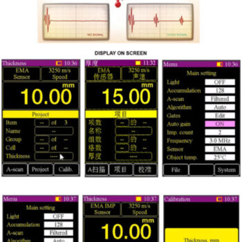 Alternative view of INSIZE Electromagnetic Ultrasonic Thickness Gauge EMU-S340 (Non-Contact Probe, USB) Accuracy : ±0,04mm, Res; 0.01mm, Range; 1.5mm ~ 200mm