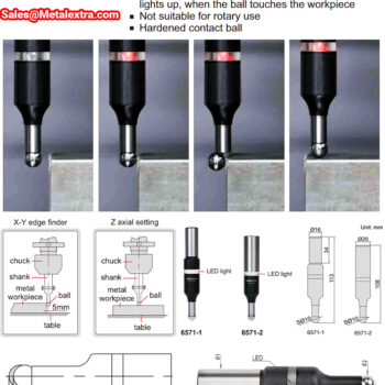 INSIZE Electronic Edge Finder 6571 (LED Indicator, Contact Ball Ø10mm), Shank Ø16mm, Accuracy: 10µm - Image 3