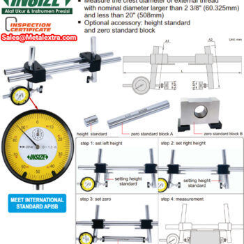 Alternative view of INSIZE External Thread Crest Diameter Gauge 2236 (API 5B, Dial Indicator res; 0.01mm) Accuracy; 0.02 mm, Range; 2 3/8 - 20" atau 60.325-508mm