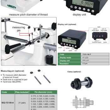 INSIZE Floating Carriage Micrometer ISQ-TE100 (Thread Anvil Pitch, Accuracy; ±2μm) Range; ≤⌀100mm - Image 4
