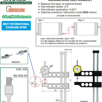 INSIZE External Thread Taper Diameter Gauge 2230 (API5B Standard, Dial Indicator res; 0.001 Inch) Accuracy; 0.0015 INCH, Range; ≤254mm, 203.2mm-406.4mm / ≤10 Inch, 8-20 Inch - Image 4