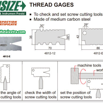 INSIZE Thread Gauge 4812 (Metric Tr 30°/Imperial ACME 29°) Accuracy; 0.03mm, Range; 2-12mm / 1-10 Thread Per Inch - Image 2