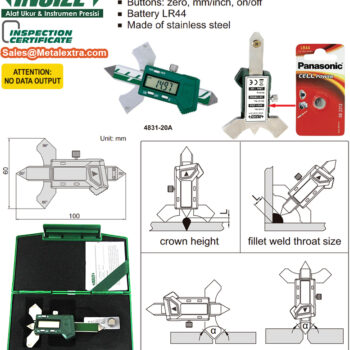 INSIZE Digital Welding Gauge 4831-20A (Fillet weld throat; 0-20mm, Resolution 0.01mm) Angle Range; 60° 70° 80° 90° - Image 9
