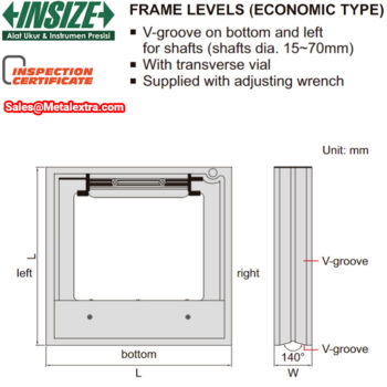 INSIZE Frame Spirit Level 4902 (Three V-groove 140°) Range;150mm, 200mm, 300mm - Image 3