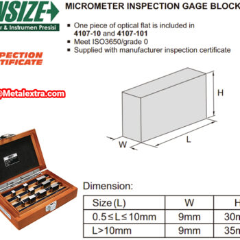 INSIZE Gage Block Set for Micrometer Inspection 4107 (ISO3650 grade 0) Range: 0-25mm, 25-50mm, 50-75mm, 75-100mm - Image 9