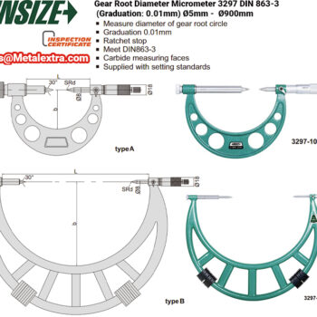 INSIZE Gear Root Diameter Micrometer 3297, DIN 863-3 (Graduation: 0.01mm) Ø5mm - Ø900mm - Image 2