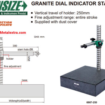 Alternative view of INSIZE Granite Stand 6867 for Test Indicator (Stem; Ø8mm) Range; 250-400mm, Vertical; 348mm, flatness; ±3µm