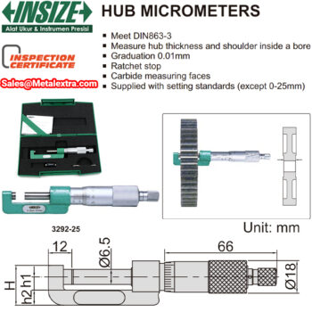 Alternative view of INSIZE Hub Micrometer 3292, DIN 863-3 (Graduation: 0.01mm) Accuracy; 4µm, Range; Ø25mm -  Ø100mm