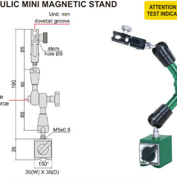INSIZE Hydraulic Dial Magnetic Stand 6228, 40 Kgf, stem ⌀8mm - Image 3