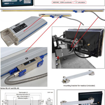INSIZE Digital Readout Counter Optical Scales ISL-SET1 Two Axis (DRO + TTL Signal, Res; 1μm) Accuracy; ±50µm, Range: 200mm X-Axis - 1000mm Y-Axis - Image 6