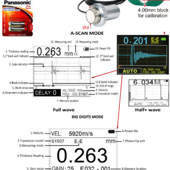 INSIZE Ultrasonic Thickness Gauge ISU-710D Organic Material (Res; 0.01mm, Frequency; 1.0MHz, USB) Accuracy : ±0,04mm, Range; 20mm - 590mm - Image 3