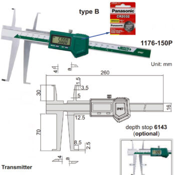 INSIZE Inside Groove Vernier Caliper 1176-150WL (Wireless Output, Graduation 0.02mm) Range; 9-150mm/0.35-6 Inch - Image 5