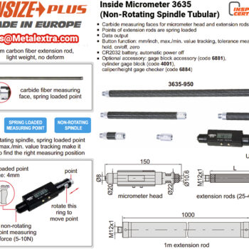 INSIZE Inside Micrometer 3635 (Non-Rotating Spindle Tubular), Ø150mm - Ø6150mm - Image 3
