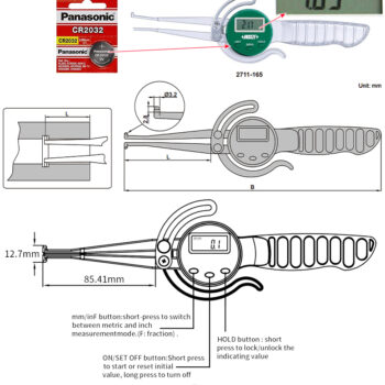 Alternative view of INSIZE Internal Digital Caliper Gauge 2711 KROEPLIN Series (Res; 0.1mm/0.01", Accuracy; ±0.3mm) Range; ⌀12.7mm - ⌀216mm