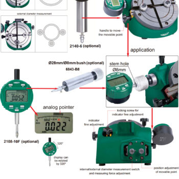 INSIZE Internal-External Diameter Comparison Instrument 6843-140 (3-point anvil, Grad 0.001mm) Accuracy; 1µm, Range; Ø30mm - Ø140mm - Image 3