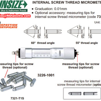 Alternative view of INSIZE Internal Screw Thread Micrometer 3226 (Detachable Tips Anvil), Range; ≤Ø75mm - Ø300mm