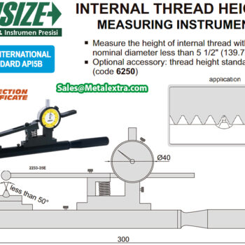 INSIZE Internal Thread Height Dial Gauge 2233-35E (API 5B Standard, Res; 0.0005 Inch) Tip Angle; 50°, Accuracy; 0.0008 Inch. Range; ≤1/4 Inch - Image 3