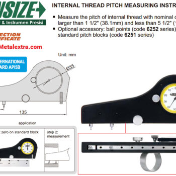 INSIZE Internal Thread Pitch with Dial Indicator 2235 (API 5B Standard, Res; 0.01mm) Accuracy; 0.02mm. Range; 12.7-101.6mm / 0.5-4 Inch - Image 2