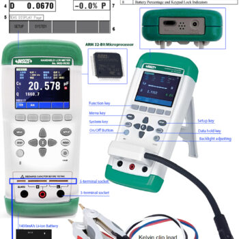 INSIZE LCR Meter 9652-RC02 (Rechargeable, USB-C with SCPI) Parameter; L, C, R, Z, Range; 100Hz - 1000kHz - Image 7