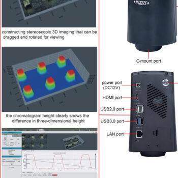 INSIZE Large Depth of View 3D Measuring Microscope 5324-K210 (CMOS 2MPx, Measurement, USB/HDMI) Magnification; 100x - 750x - Image 3