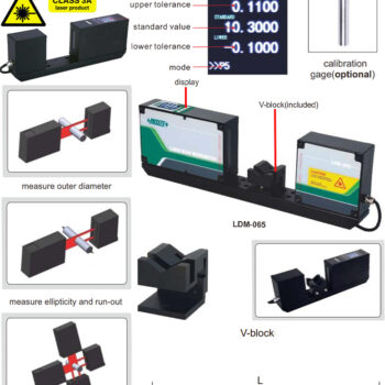 Alternative view of INSIZE Laser Scan Bench Center LDM-065 (Dual Channel RS485 Output), Resolution; 0.01/0.1/1/10/100μm, Range; Ø0.5mm - Ø65mm