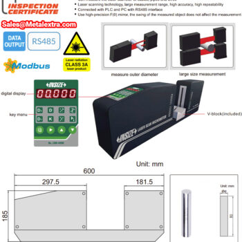 Alternative view of INSIZE Laser Scan Micrometer LDM-D090 (Data RS485/MODBUS Output), Resolution; 1μm, Range; Ø0.5mm - Ø90mm