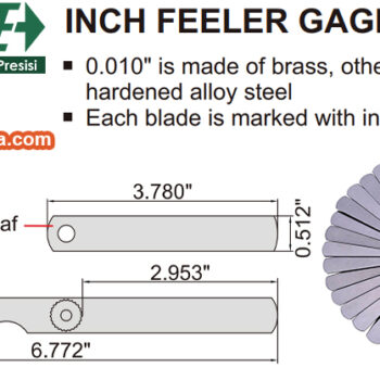INSIZE INCH Feeler Gauge 4608-31 (Swivel Leaf Type, Alloy steel/Brass) Range: 0.0015 Inch - 0.035 Inch - Image 3