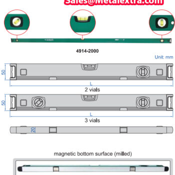 Alternative view of INSIZE Level Aluminum 4914 (Horizontal-Vertical Vial, Grad; 1mm) Magnetic Base; 300mm - 2000mm
