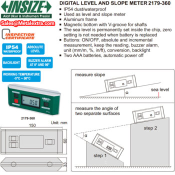 INSIZE Electronic Level & Protractor 2179-360 (Magnetic Base + Buzzer Indicator) Range; 0-360° - Image 8