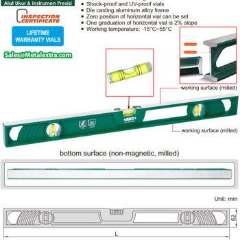 Alternative view of INSIZE Levels with Vials 4911 (Aluminum Alloy) Accuracy; 0.5mm/m Range; 600mm - 800mm