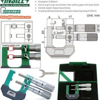 INSIZE Limit Micrometer 3235 Double Spindle (DIN 863, Graduation: 0.002mm) Accuracy;±4μm, Range; Ø25mm -  Ø50mm - Image 5