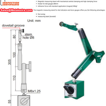 INSIZE Locking Force Magnetic Stand 6219-80 (Stem; ⌀8mm) Force; 785N - Image 5